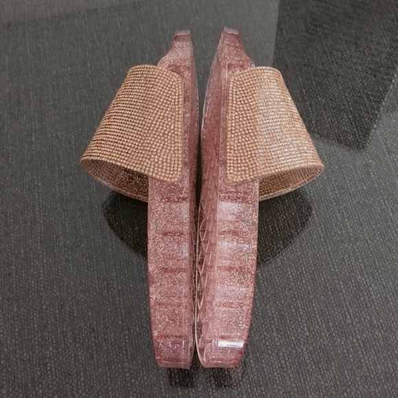 Madden Girl Jello Blush Bronze Glitter Stones Bling Jelly Slides Sandals 7 9 - Picture 7 of 16